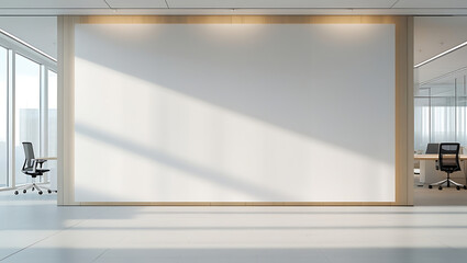 Fototapeta premium Large Blank Wall in Modern Minimalist Office Space with Sunlight