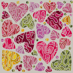 Colourful Hearts and Dots Set for Printable Stickers