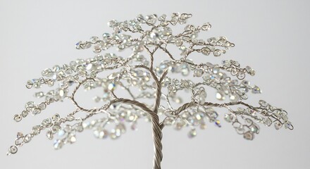 輝く水晶細工の樹 繊細な枝葉 優美な光沢. AI Generated