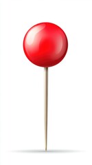 Close Up of a Red Push Pin on a White Background Office Supply Tool for Notice Board or Cork Board Simple and Clean Design