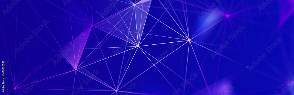 Leinwandbilder Abstract digital communication points. Technological background. Network connection structure. Color plexus effect. 3D