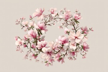 Delicate floral wreath of blossoming magnolias.