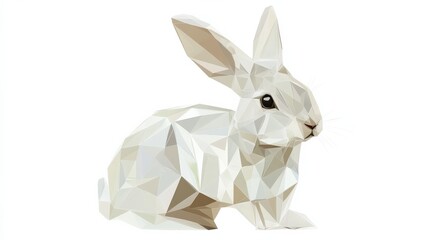 Obraz premium White Rabbit in Low Poly Style Artwork for Creative Projects