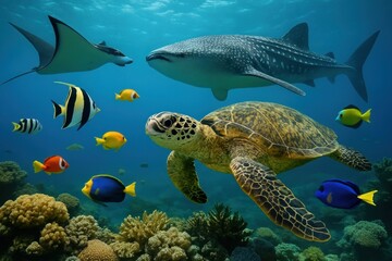 Fototapeta premium Vibrant marine life underwater