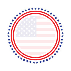 USA flag inspired round shape frame.