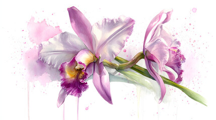 a delicate orchid flower in watercolor soft pastel watercolor