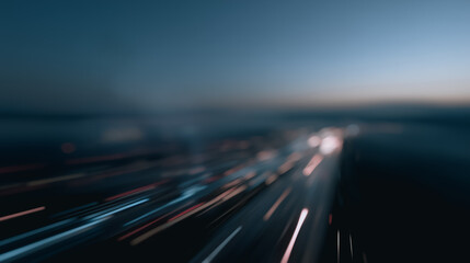 Fototapeta premium Abstract Light Trails: Dynamic streaks of light paint a mesmerizing abstract scene, evoking a sense of speed, movement, and the energy of a modern city at night.