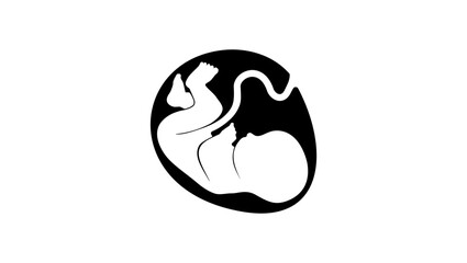 baby in mother's womb, black isolated silhouette