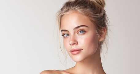Fototapeta premium Close-up portrait of a young woman with flawless skin.