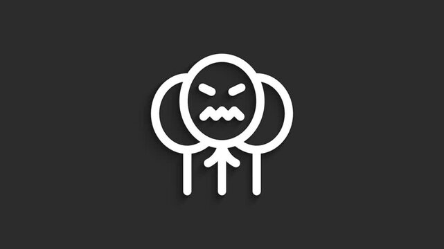 Balloons Halloween Icon Animation | 4K Lineal Style on Black