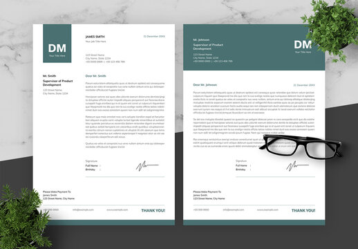 Green And Black Letterhead