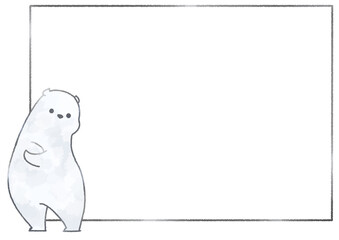 A frame background of a polar bear folding his arms