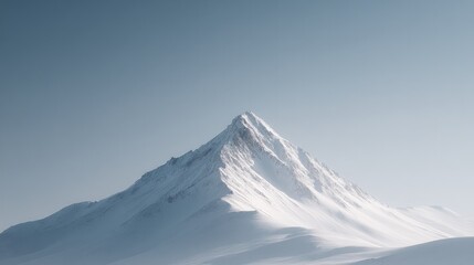 solitary mountain peak stands isolated on pristine white background conveying sense of minimalism and clarity