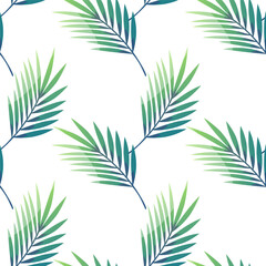 seamless pattern of palm trees and leaves