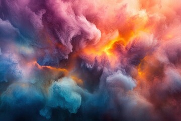 Fototapeta premium Abstract Cloudscape of Vibrant Colors, Dramatic Sky, Artistic Rendering, Fantasy World, Atmospheric Phenomenon, Dreamlike Texture