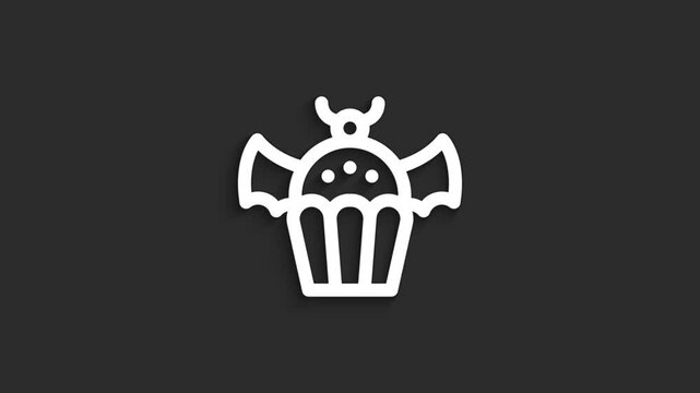 Cupcake Halloween Treat Icon Animation | 4K Black Background