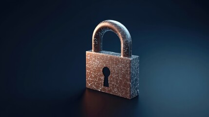 Naklejka premium Close-up of a rusted antique padlock with a keyhole on a dark background symbolizing security and protection