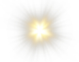 Obraz premium radiant golden starburst on a clean dark sky background—ideal for PNG cosmic illustrations, glowing night elements, or professional abstract light effects.