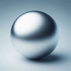 A luminous silver sphere casts a subtle shadow against a cool, neutral blue background sphere.