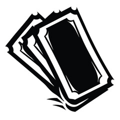 Black and White Vector Illustration of Stacked Event Tickets or Vouchers