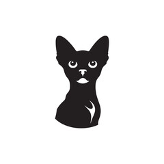 Devon Rex Cat Vector Silhouette: Distinctive Big-Eared Feline with Curly Fur, Slender Body, and Playful Expression Captured in a Clean, Modern, and Minimalist Silhouette Art Style.
