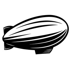 Monochrome illustration of a zeppelin, an early type of airship with fins