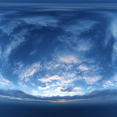 dark blue sky before sunset with beautiful awesome clouds.Seamless hdri panorama 360 degrees angle view with zenith for use in graphics or game development as sky dome