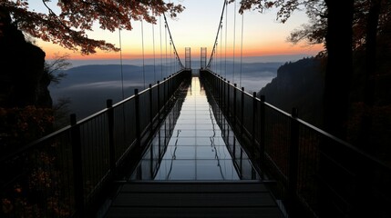 Obraz premium A glass-bottom bridge high above a valley