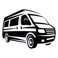 Striking Monochrome Illustration of a Commercial Van, an Automotive Icon in Motion