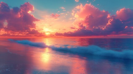 Fototapeta premium Digital summer beach concept with creative design beach horizon and vibrant color palette overlay cut out on isolated transparent removed background