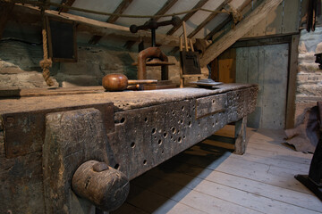 The interior of the Victorian saddlery at Cotehele Cornwall