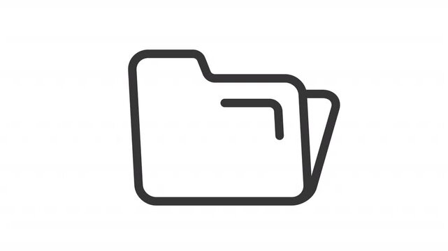 Opening folder ui icon line animation. Files organization system. Paperwork optimization. Virtual database for business animated user interface element isolated on white. HD video with alpha channel