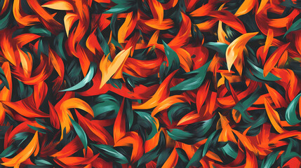 Vibrant Abstract Leaf Design, Bold Colors