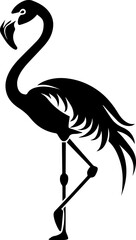 Flamingo Icon, Minimalist Tropical Bird Vector in Black and White Style