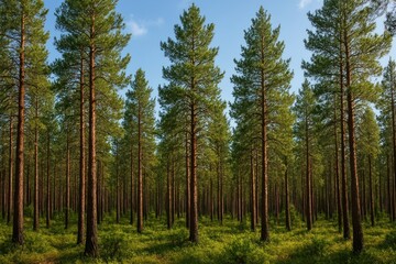 Serene pine forest landscape