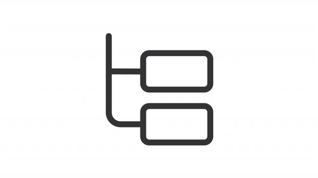 List tree ui icon line animation. Flow chart for data presentation. Diagram representing workflow process. Analytics animated user interface element isolated on white. HD video with alpha channel