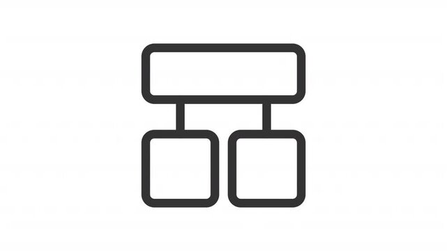 Map of site ui icon line animation. Structured file of webpages performance. Web design technology. Web site development animated user interface element isolated on white. HD video with alpha channel