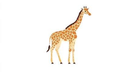Naklejka premium Colorful Illustration of a Giraffe on a Plain Background