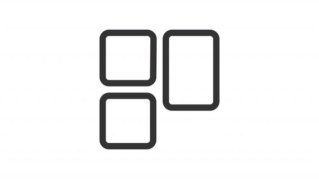 Grid layout ui icon line animation. Cascading style sheets. Complex responsive web design. Websites development animated user interface element isolated on white. HD video with alpha channel