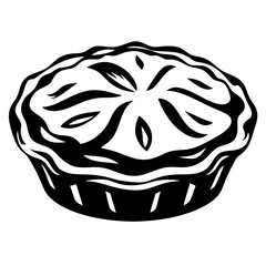 Stylized Black and White Pie Illustration with a decorative pie crust design