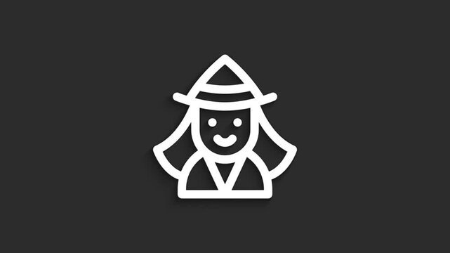 Witch Halloween Icon Animation | Lineal Style 4K