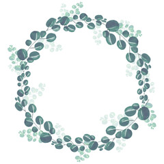 Aquarell Blätter Kranz blau grün freigestellt/ clipart