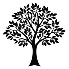Obraz premium Black and White Tree Silhouette with Dense Leafy Canopy Design