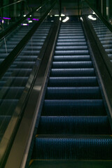 Escalator in a modern shopping center, closeup of photo