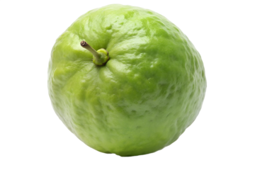 Fresh guava fruit close up studio representation isolated on transparent background.