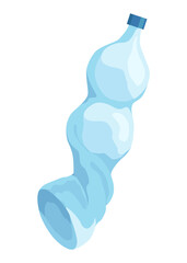 Crumpled bottle icon. Broken plastic bottle, empty plastic container, recyclable garbage eco concept. Recycling waste element. isolated illustration
