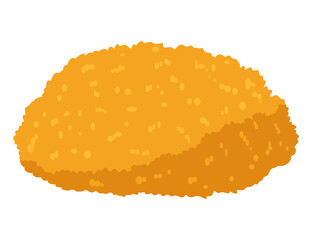 Fried chicken. Crispy fried strips on white background. Beautiful delicious in cartoon style. Fresh fast food fry meat