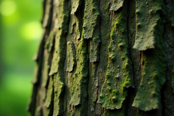 Obraz premium Close-up of beech tree bark, exhibiting a greenish hue , weathered, tree
