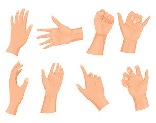 Hands normal skin icon set. Not required medicine cure or treatment. No need first emergency help for human hand trauma