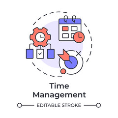 Time management multi color concept icon. Workflow organization. Schedule, deadlines. Round shape line illustration. Abstract idea. Graphic design. Easy to use in infographic, presentation